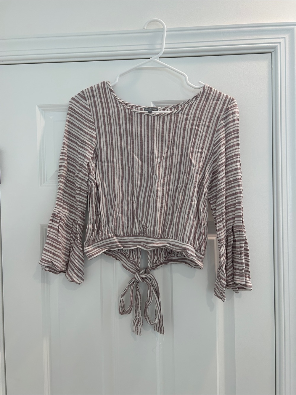 Charlotte Russe - Mauve & White striped long sleeved top